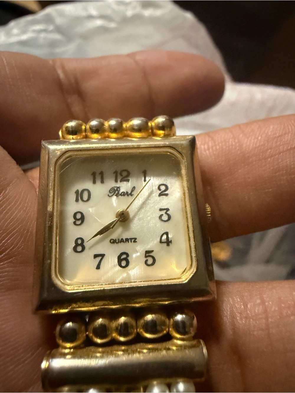 Pearl Gold and Silver Beaded Bracelet Watch
